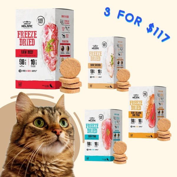 [3 FOR $117] Absolute Holistic Assorted Freeze-Dried Raw Patties Cat Food, 12.7oz (BB: 16 OCT 24)