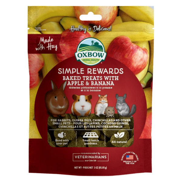 Oxbow Simple Rewards Baked Treats with Apple & Banana for Small Animals, 85g